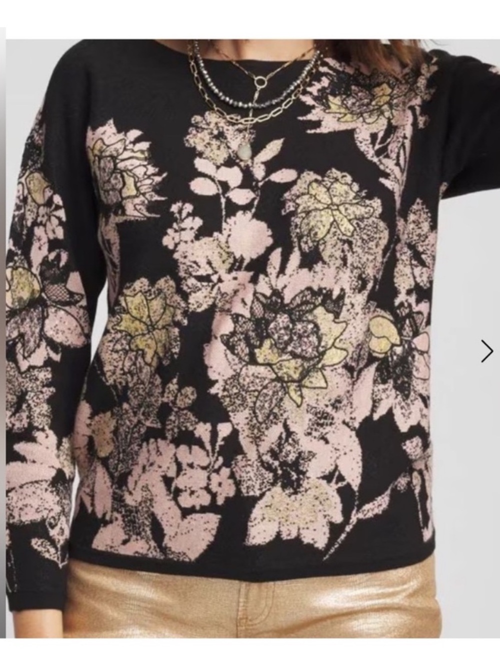 Chico's Lace Appliqué Dolman
Pullover Sweater
Size Medium